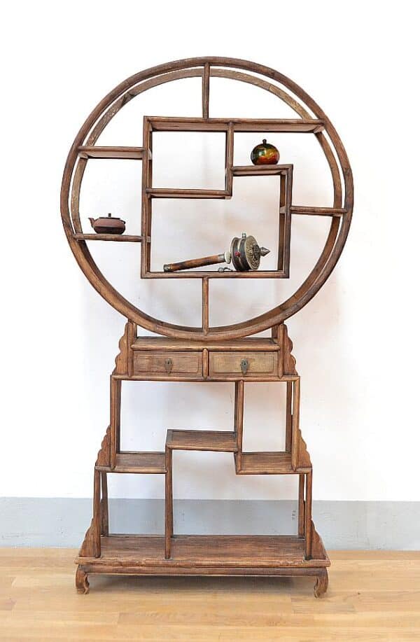 libreria-cinese-tonda-stile-ming-legno-massello